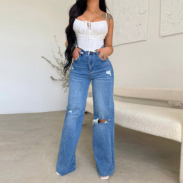 Ripped Wide Leg Jeans