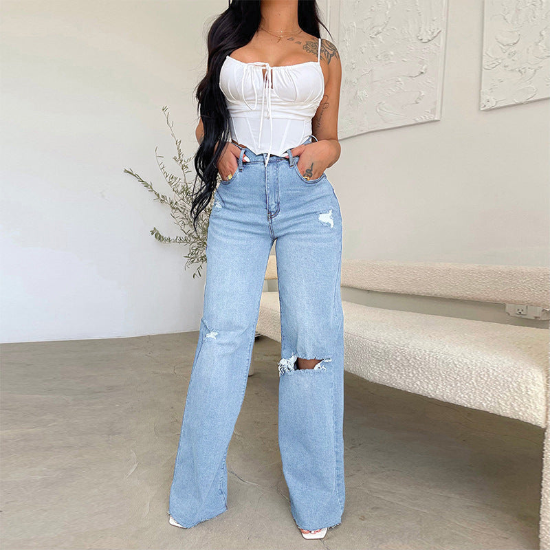 Ripped Wide Leg Jeans