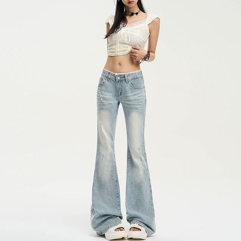 Lace Waist Flare Jeans
