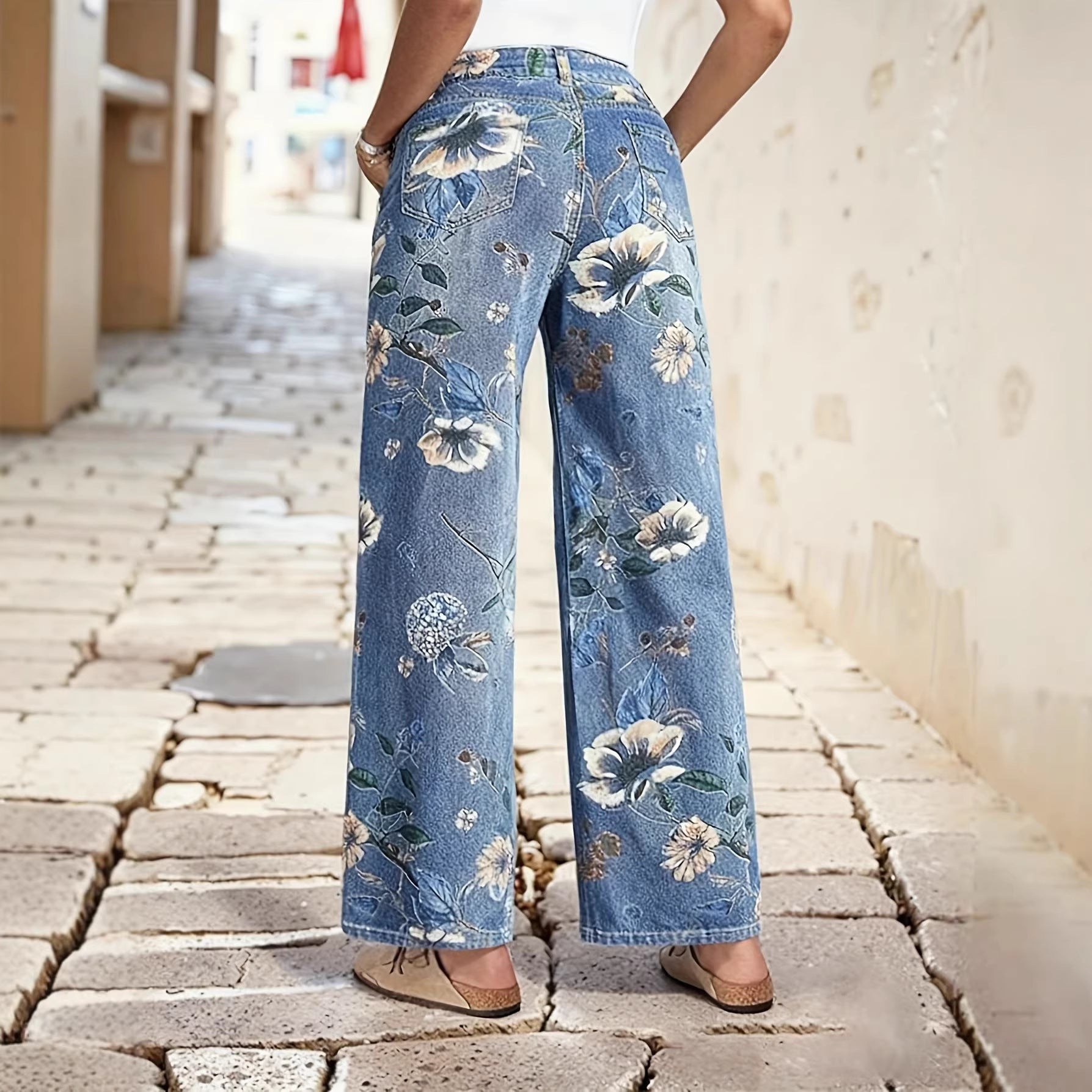 Floral Wide Leg Jeans
