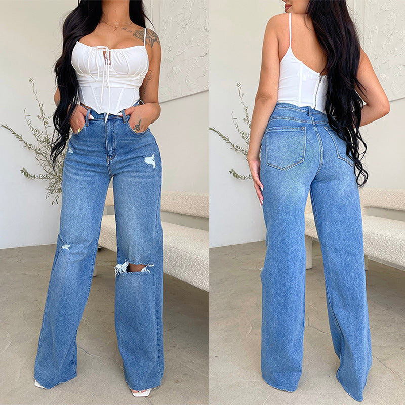 Ripped Wide Leg Jeans